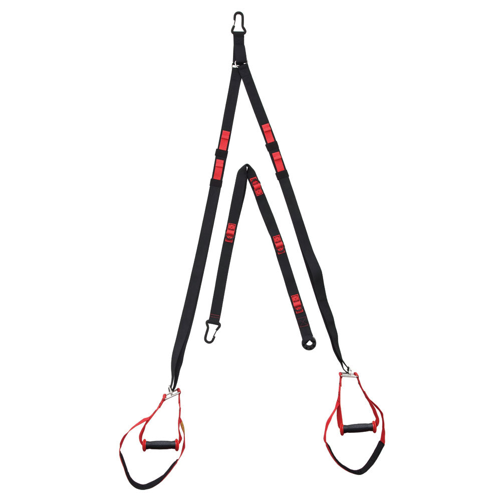 red and black gym suspension trainer