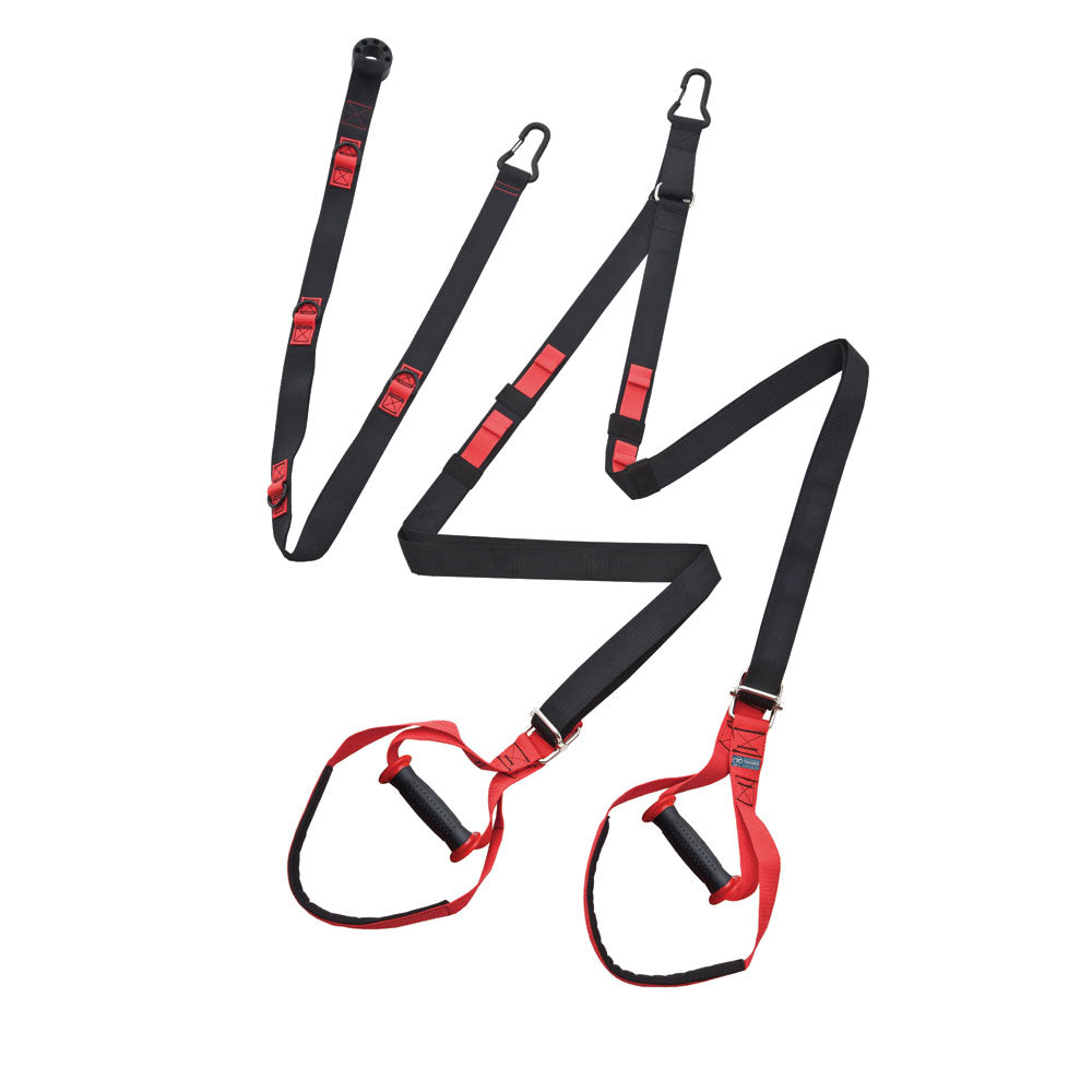 red and black gym suspension trainer