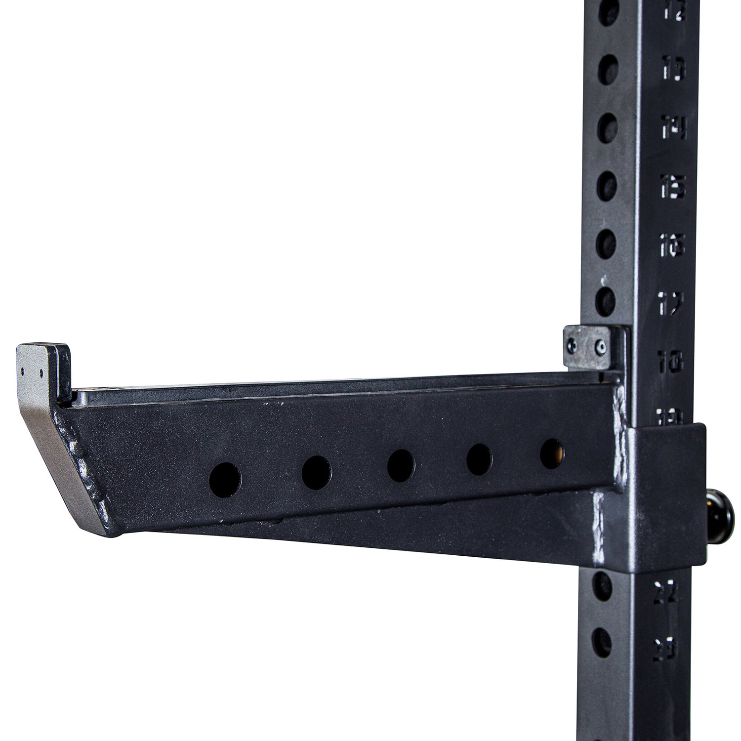safety spotter attachments on a foldable power rack