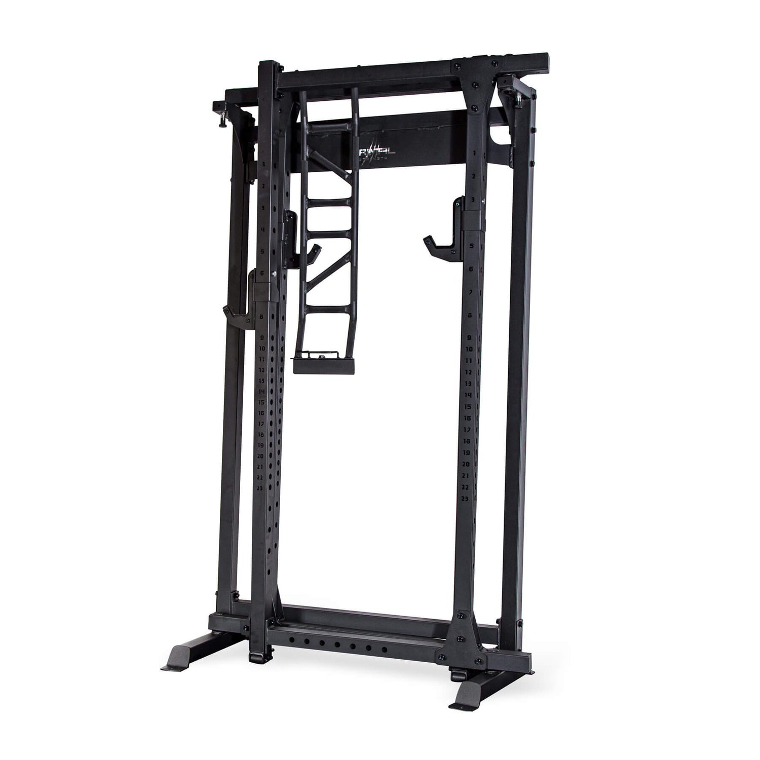 a foldable power rack fully folded flat