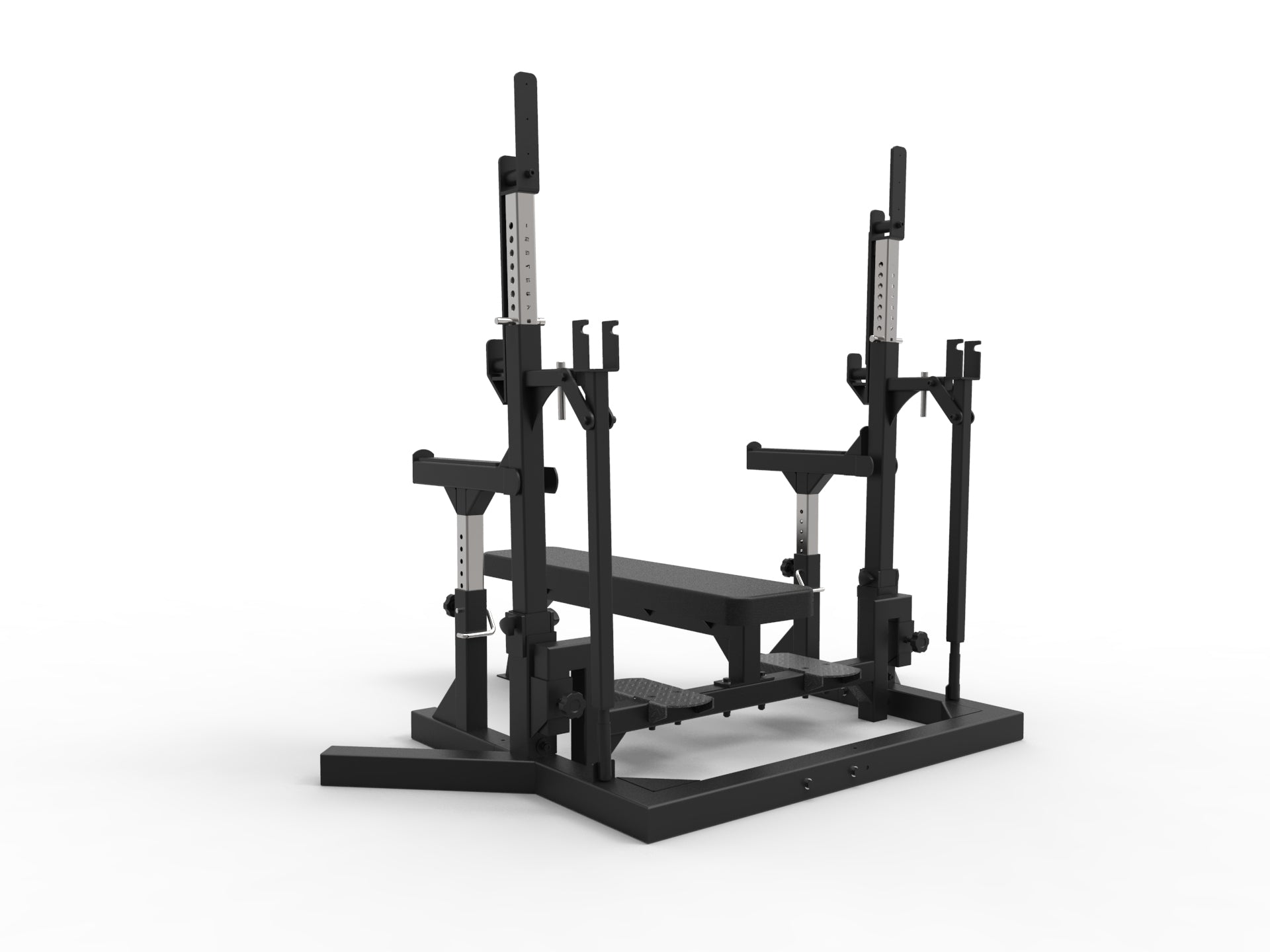 olympic weight bench with platform and safety spotters