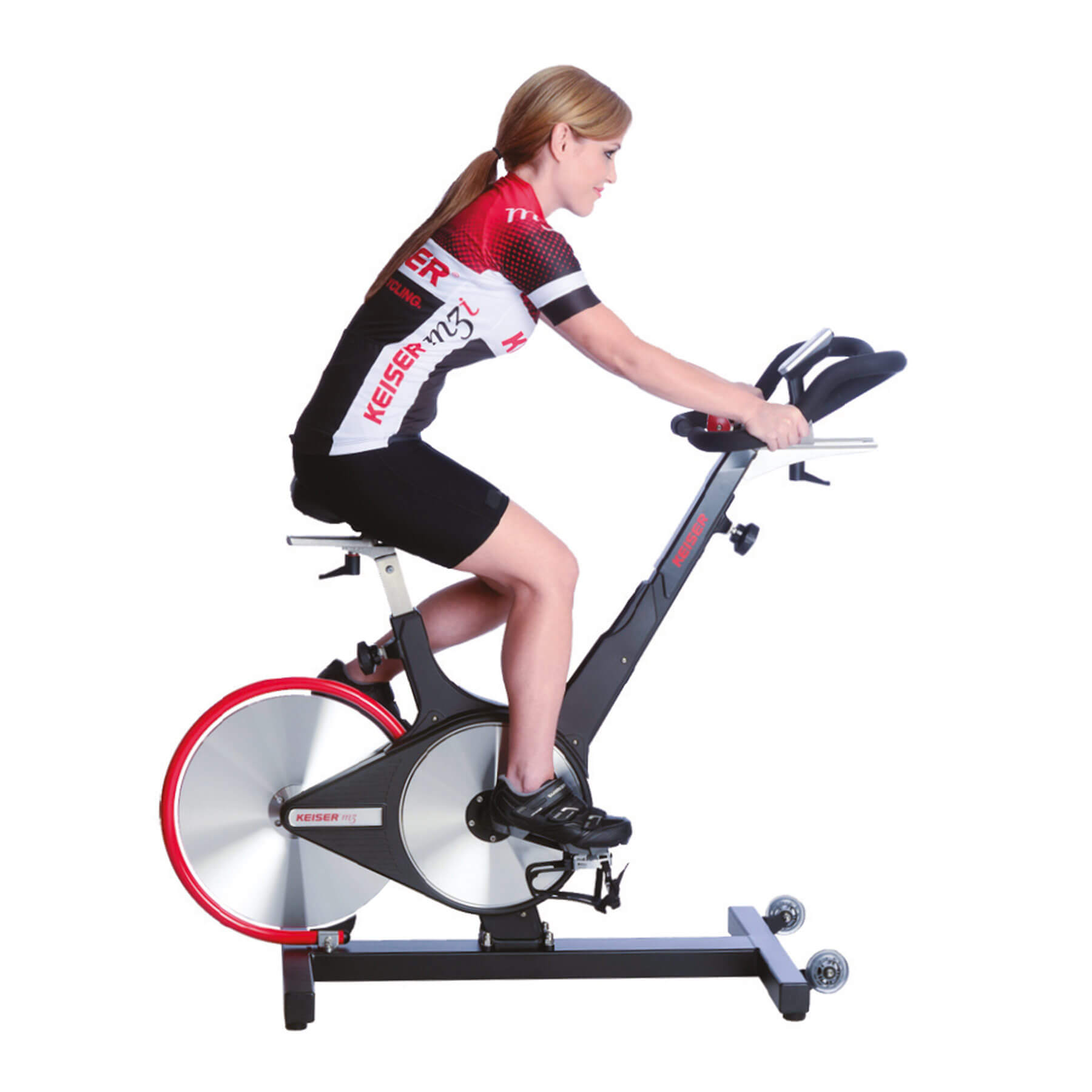 a woman exercising on a spin bike