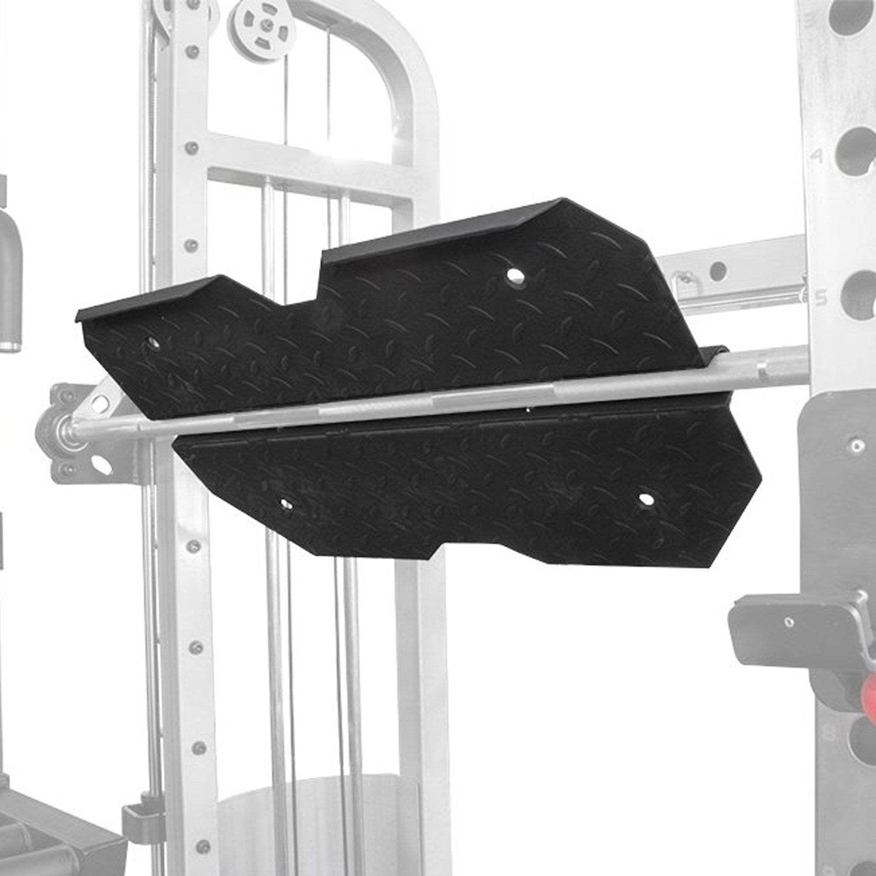 leg press attachment attached to a smith machine and functional trainer