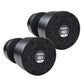 a pair of black 50kg rubber dumbbells