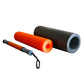 a 3 in 1 orange and black foam roller set with different densities
