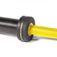 a olympic barbell collar with blue shaft and yellow sleeve