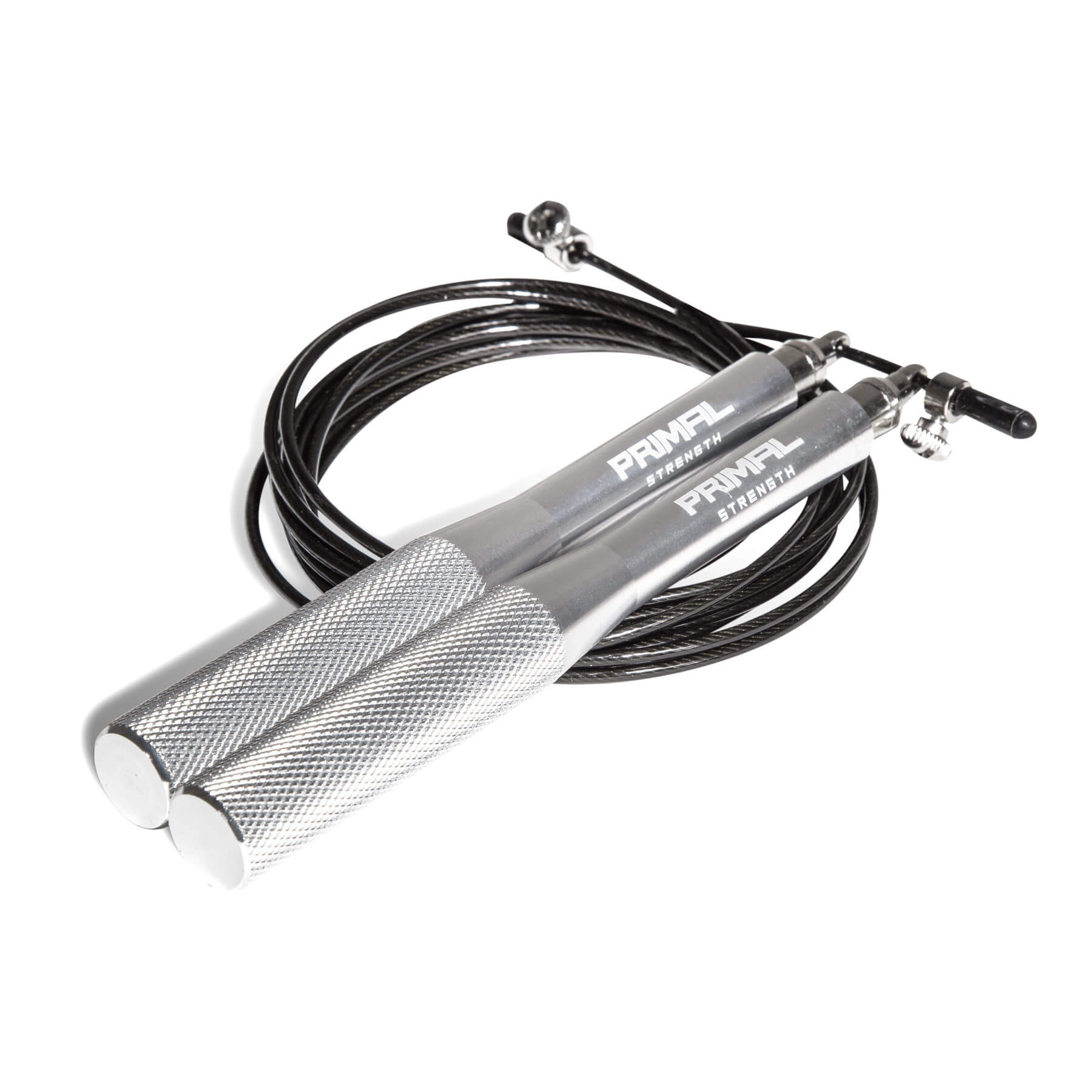 a wire speed skipping rope with stainless steel silver handles