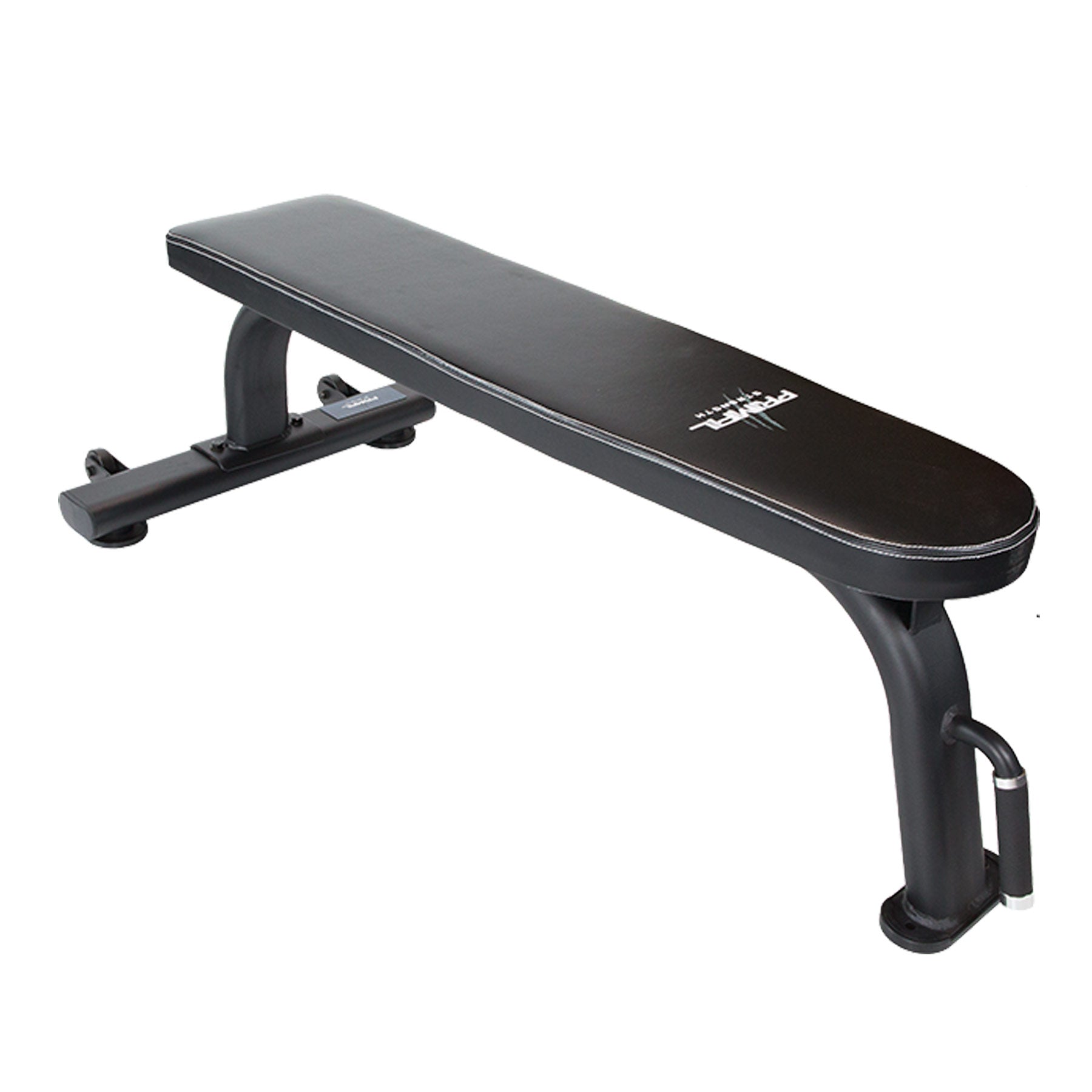 a black flat commercial weight bench