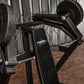 the seat and handles of a plate loaded shoulder press machine