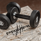 a pair of 5kg rubber dumbbells on a wooden plyo box