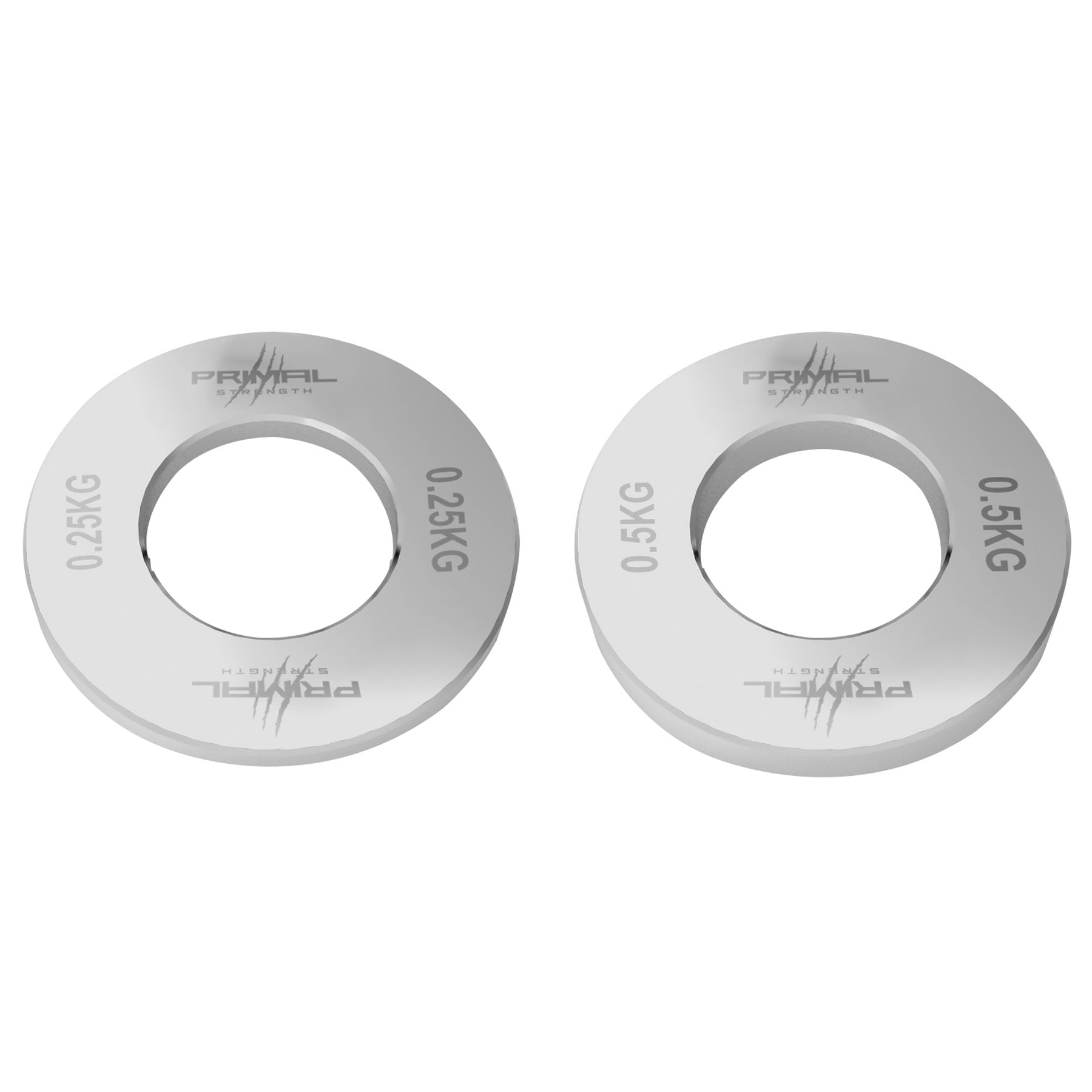 a pair of 0.25kg silver micro change plates for barbells