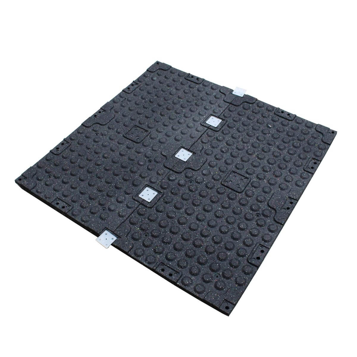 white epdm gym tile connectors underneath gym flooring