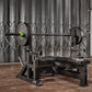 adjustable olympic weight bench with olympic barbell loaded with a pair of weights