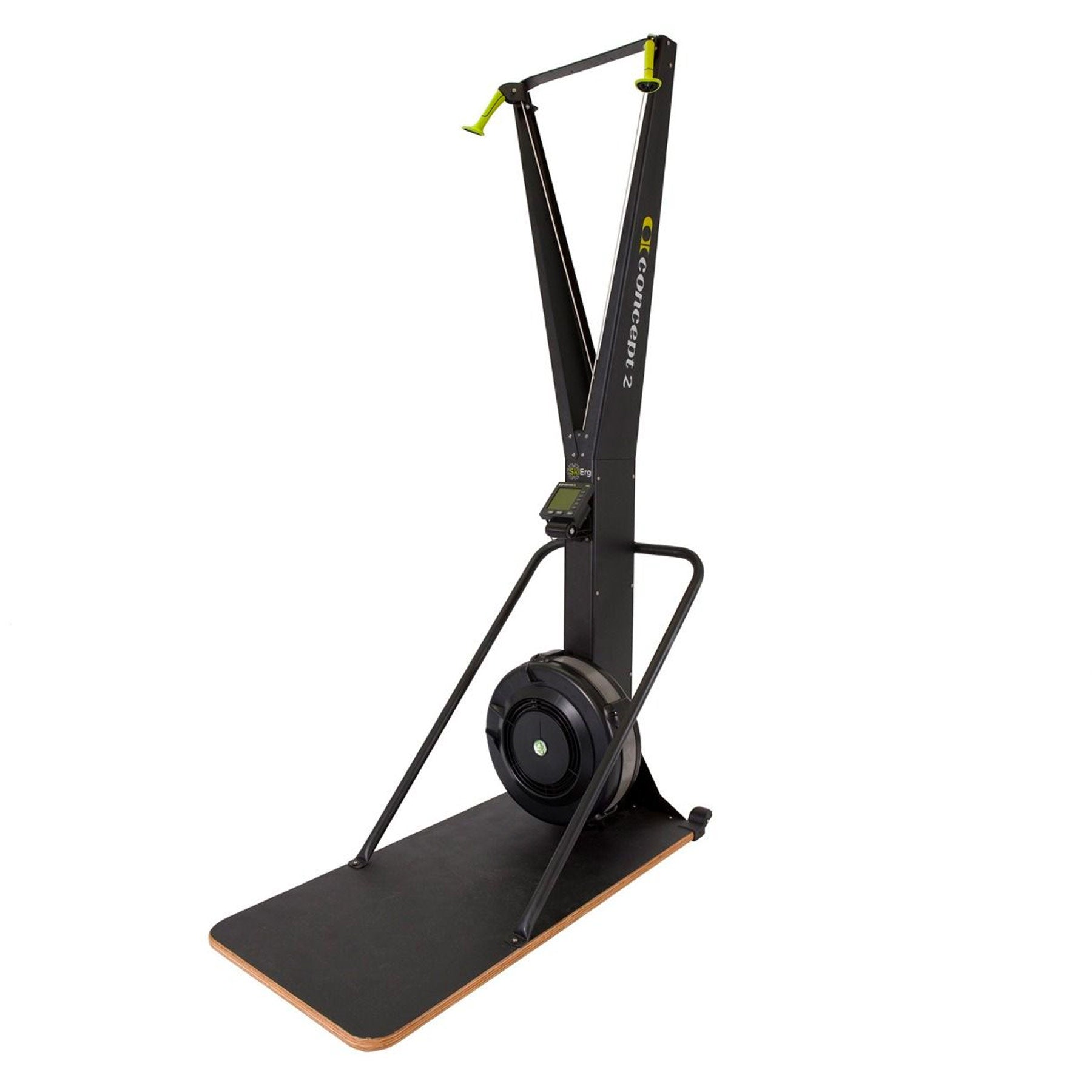 a skierg fitness machine mounted onto a platform