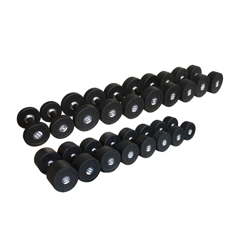10 pairs of rubber dumbbells with stainless steel handles