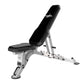 black and grey adjustable weight bench with chrome supports