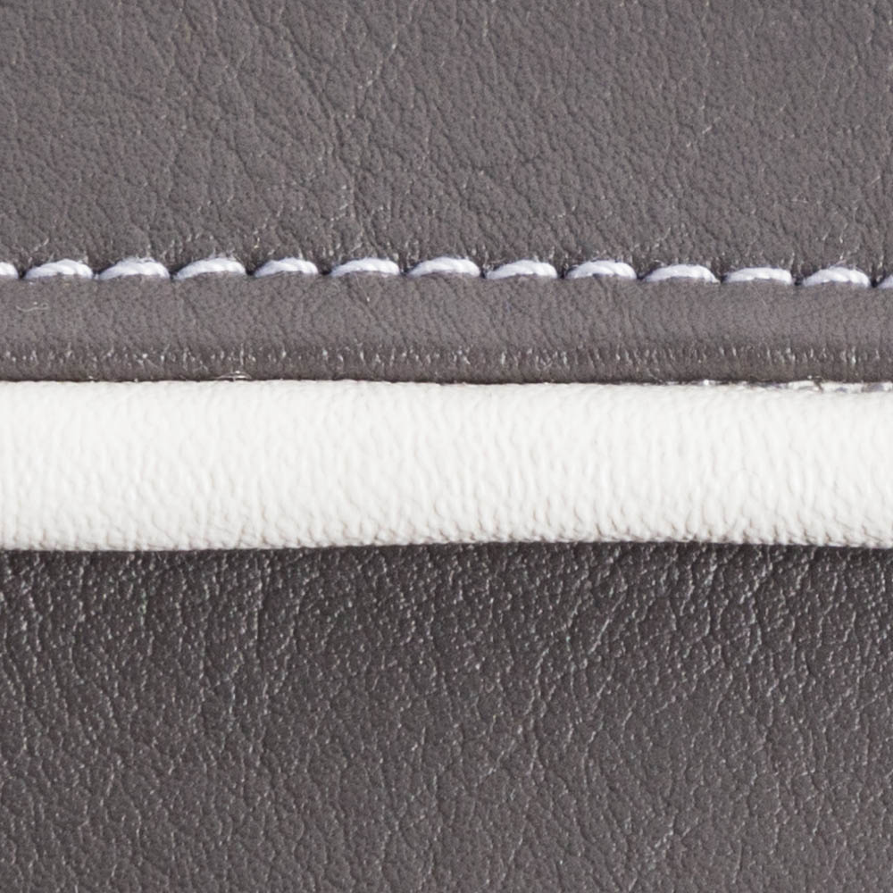 black leather with white stitching